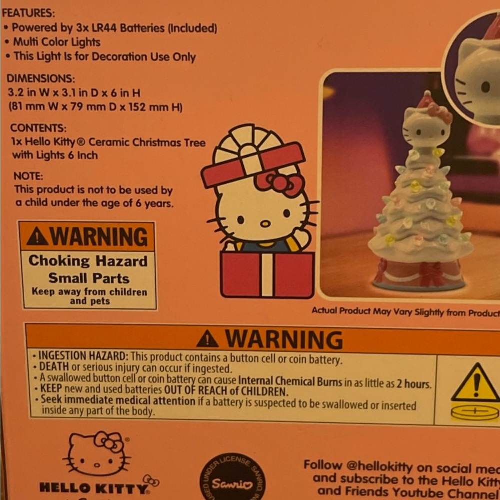 NEW Hello Kitty Ceramic Christmas Tree with Multi Colors 6" Light-Up Battery HTF - Picture 2 of 3